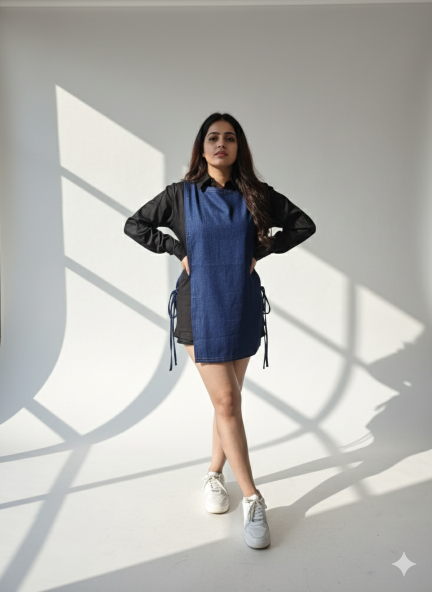 Denim One Shoulder Vest