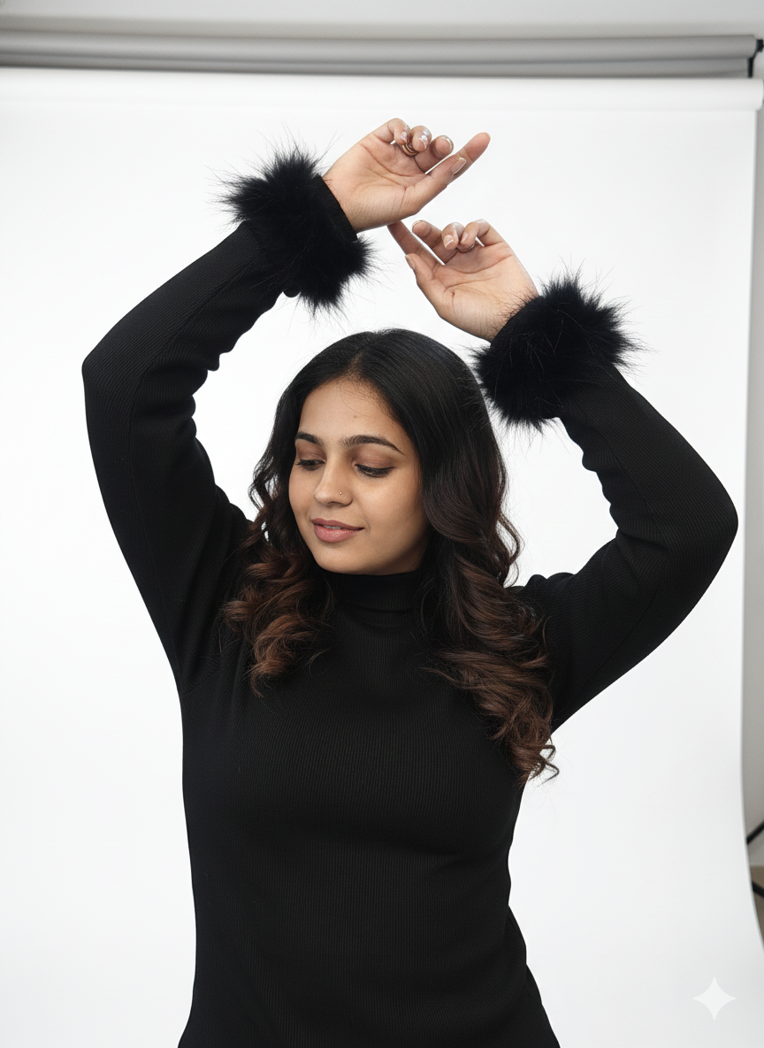 Black Furr Lace Cuffs