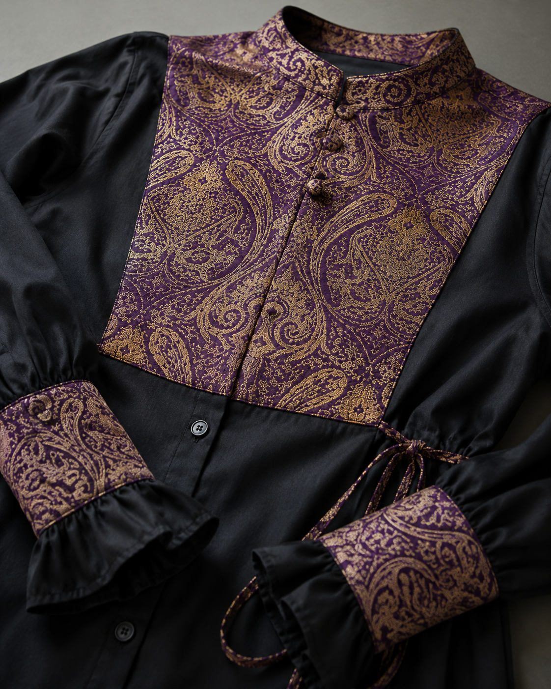 Purple Brocade Vest & Cuff Set