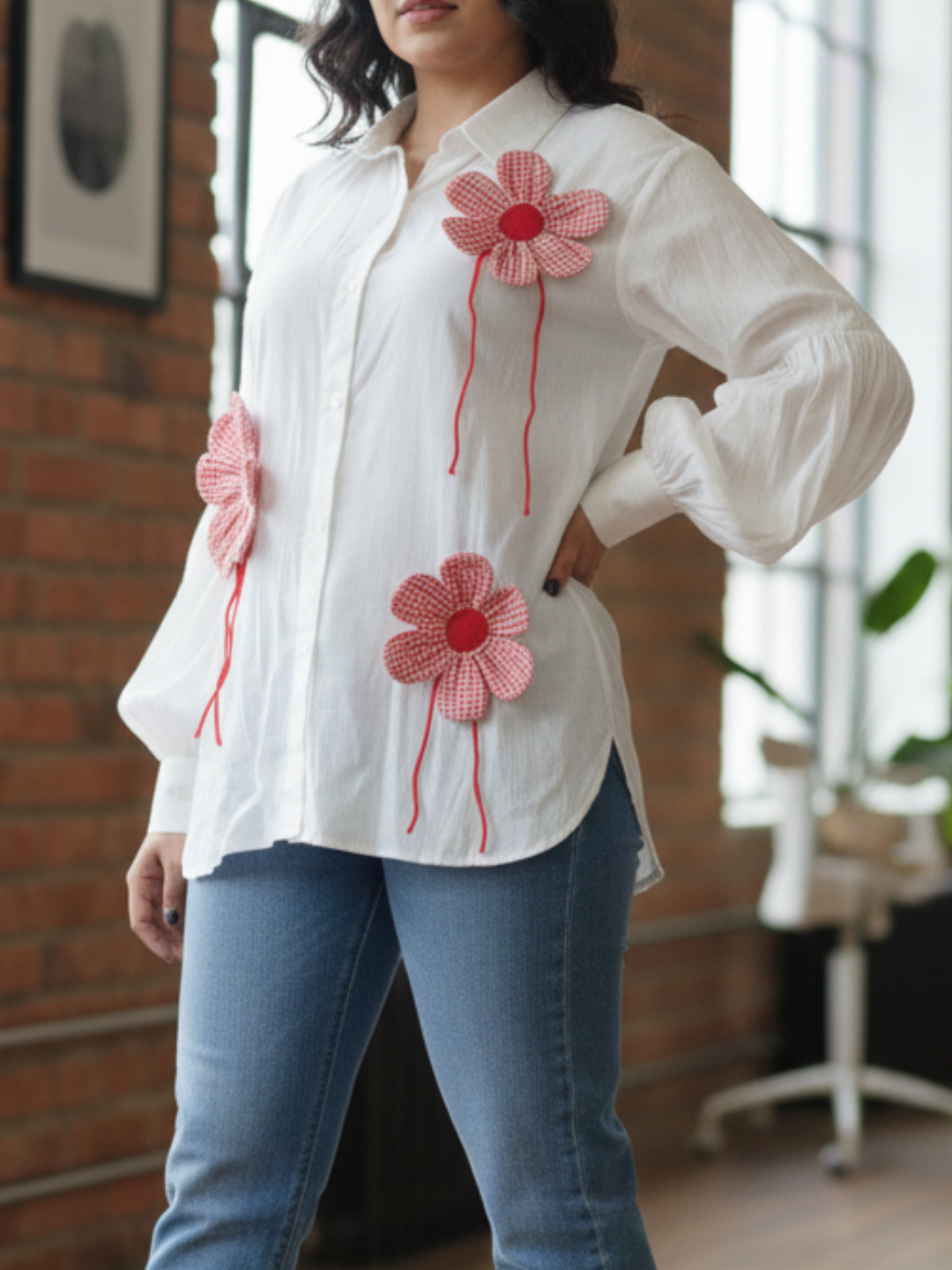 Red Check Flower Shirt