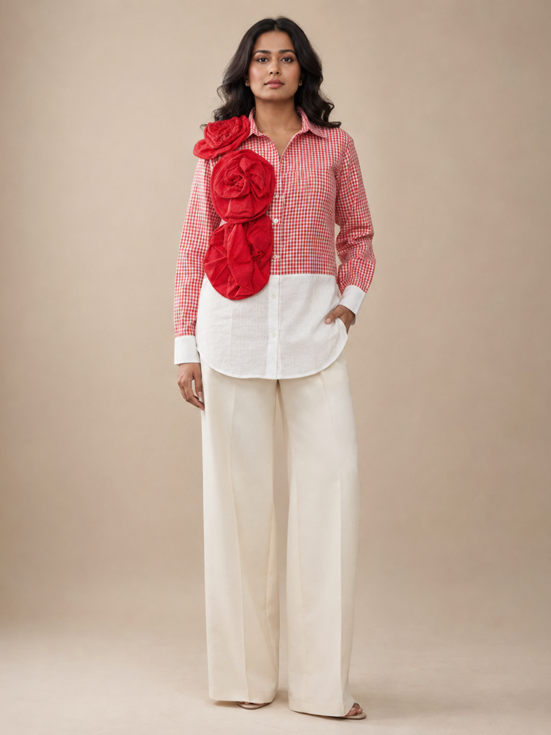 Red Ruffle Flower Shirt