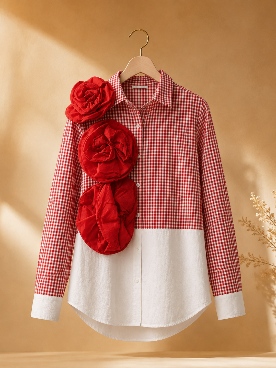 Red Ruffle Flower Shirt
