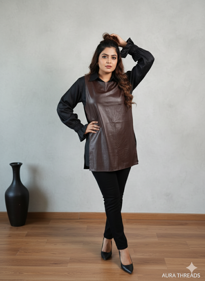 Leather One shoulder vest