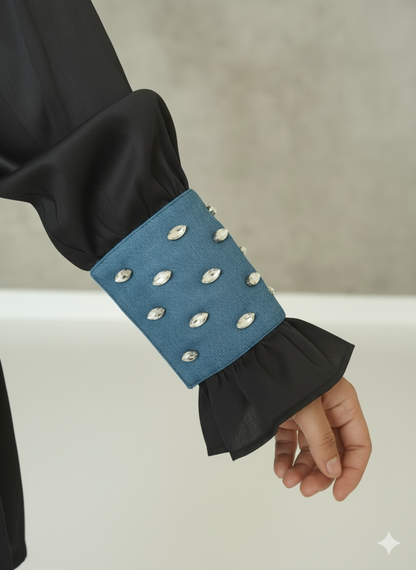 Rhinestone Denim Cuffs