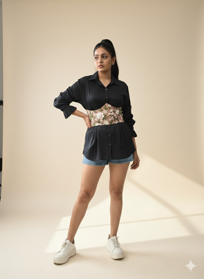 Peach Floral Corset Belt