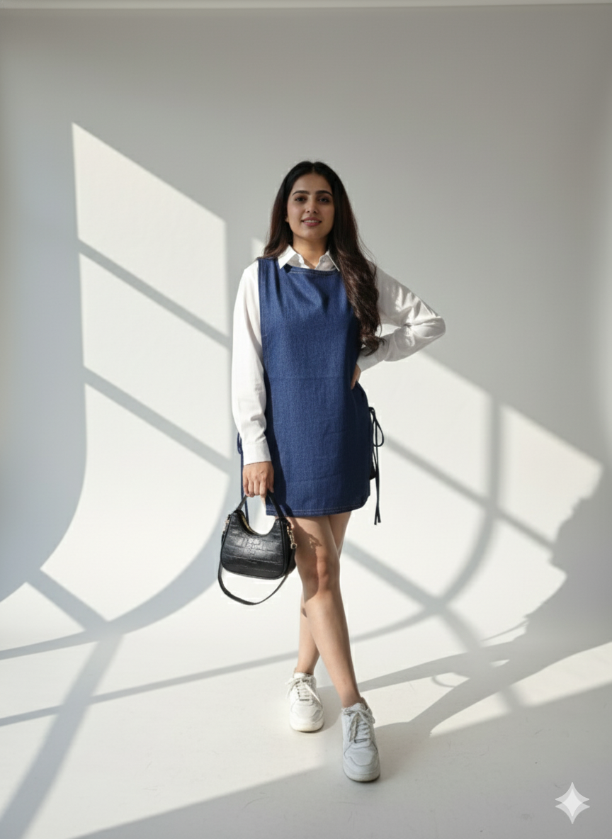 Denim One Shoulder Vest