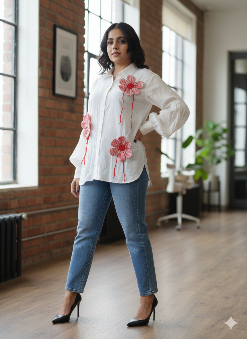 Red Check Flower Shirt