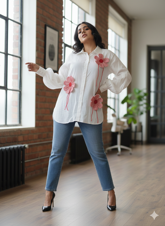 Red Check Flower Shirt