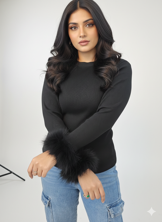 Black Furr Lace Cuffs