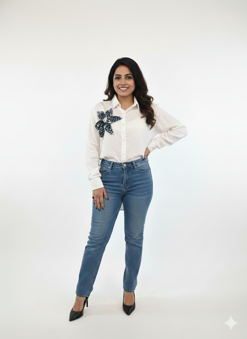 Blue Pearl Flower Shirt