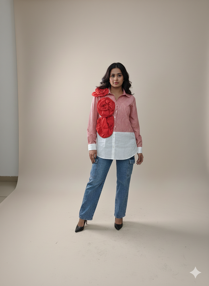 Red Ruffle Flower Shirt