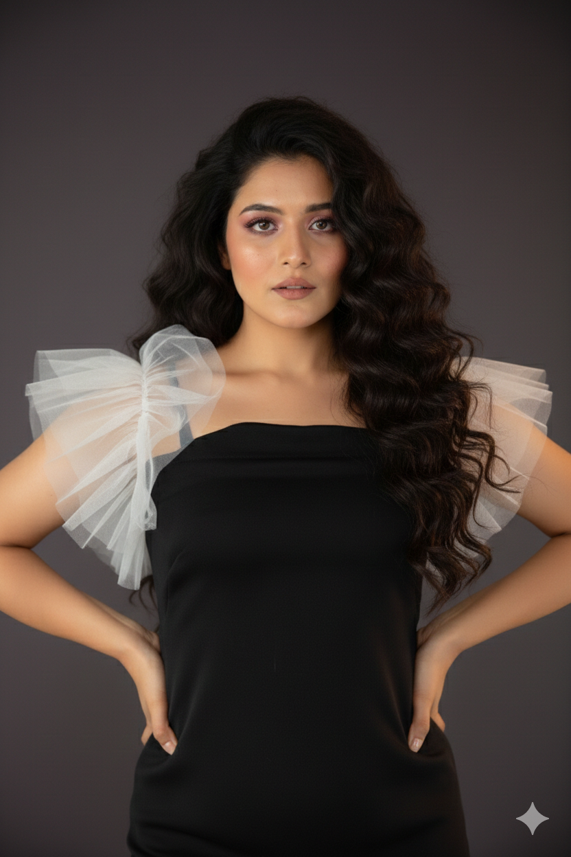 Tulle Ruffle Wing Sleeves