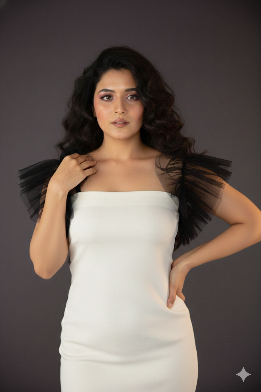 Tulle Ruffle Wing Sleeves