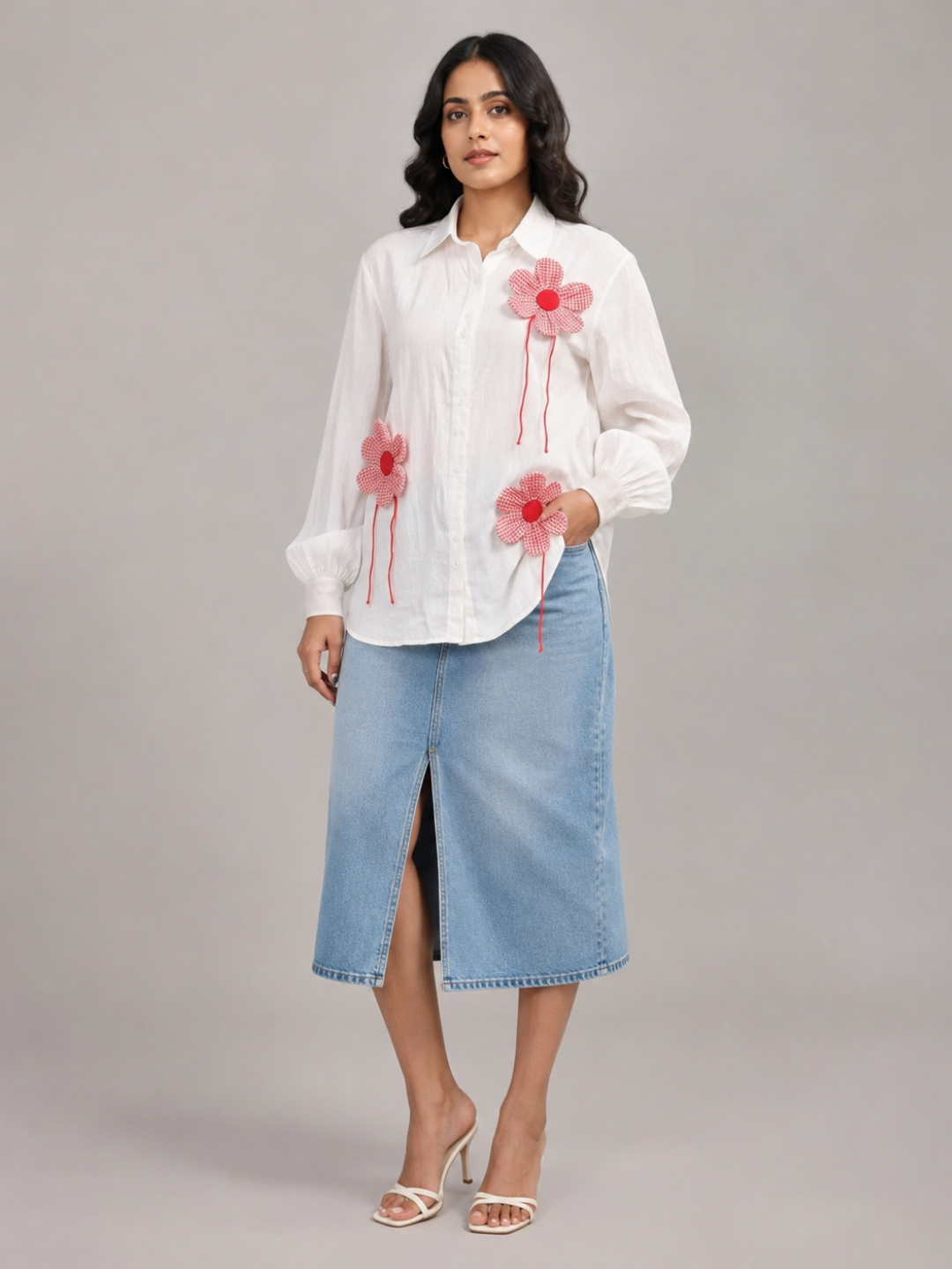 Red Check Flower Shirt
