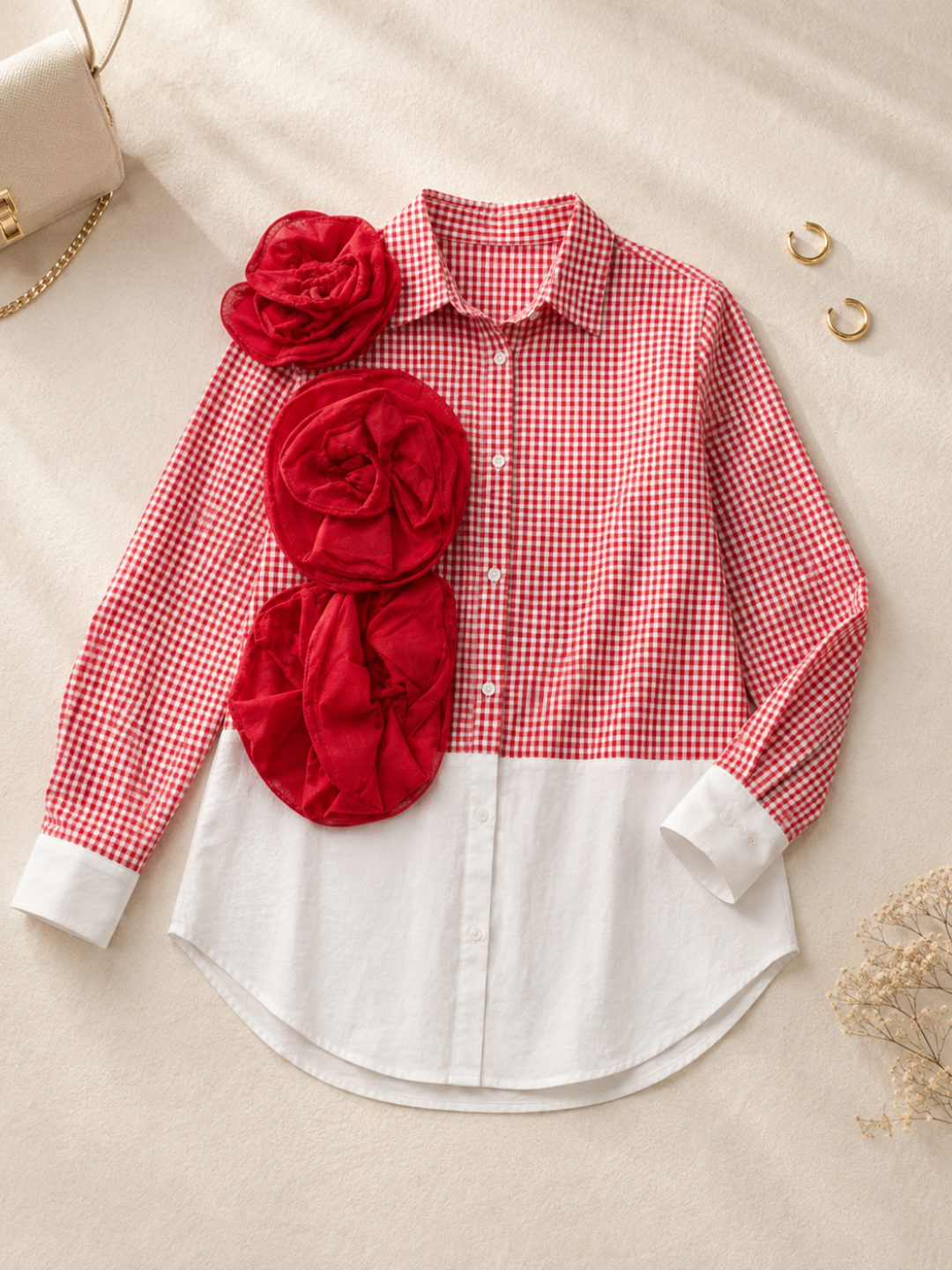 Red Ruffle Flower Shirt