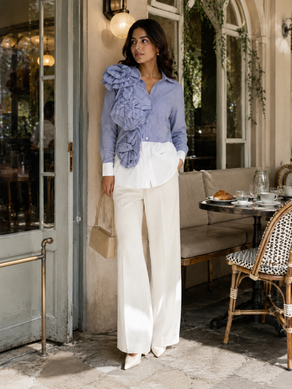 Blue Ruffle Flower Shirt