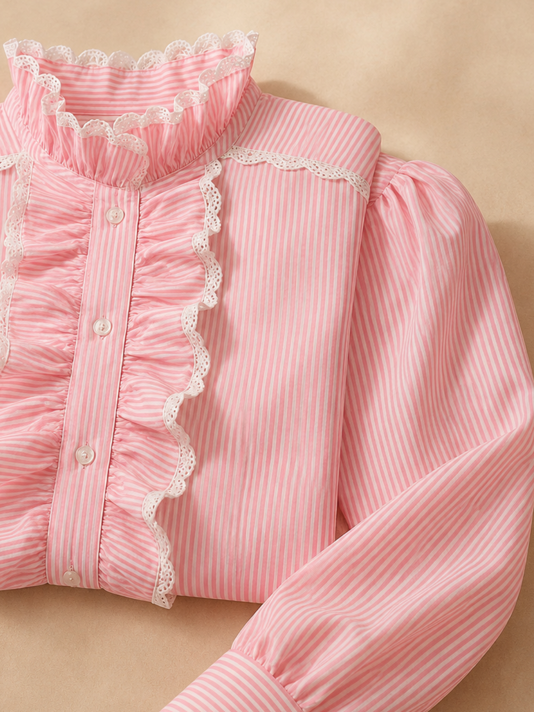 Pink Striped Frill Shirt