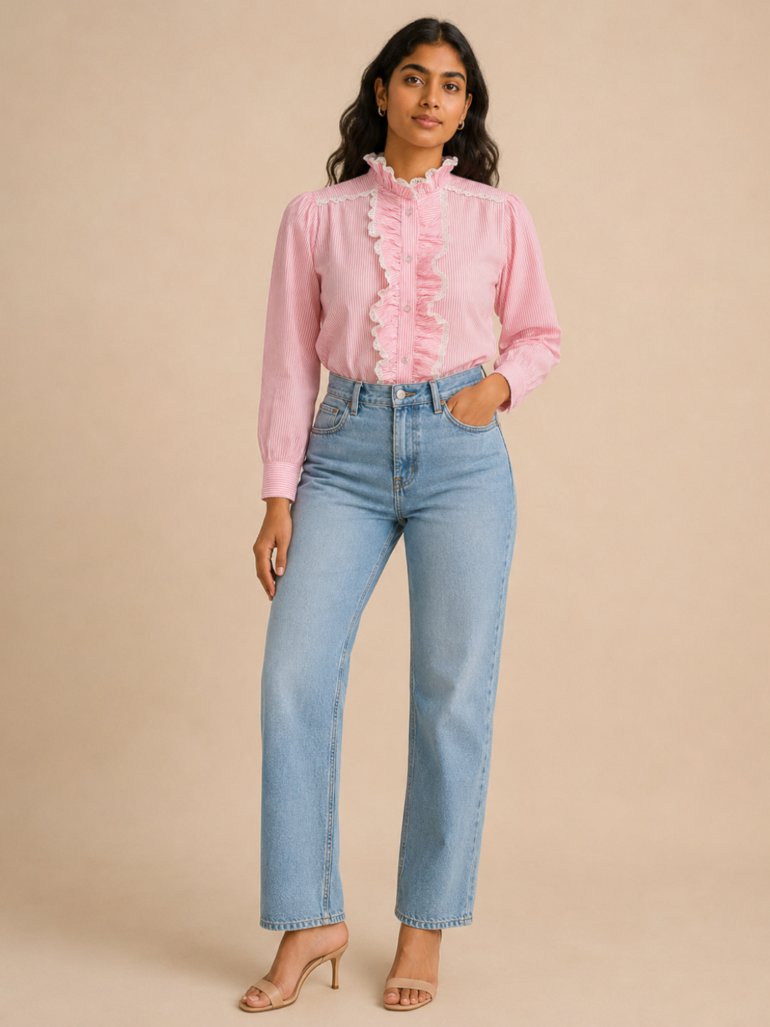 Pink Striped Frill Shirt