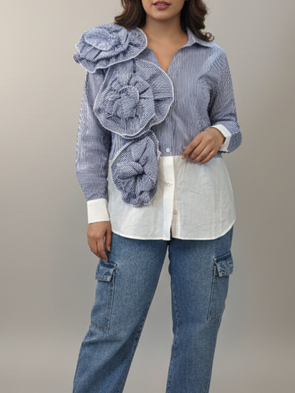 Blue Ruffle Flower Shirt