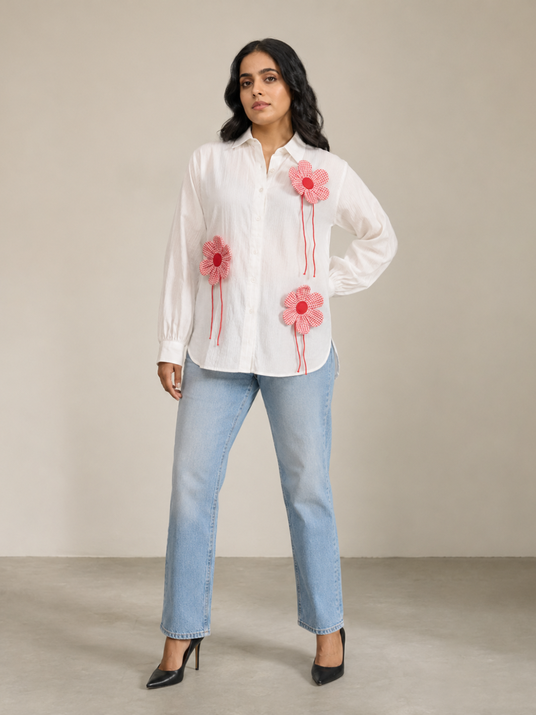 Red Check Flower Shirt