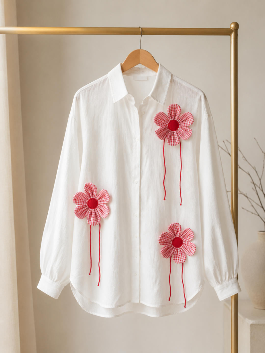 Red Check Flower Shirt