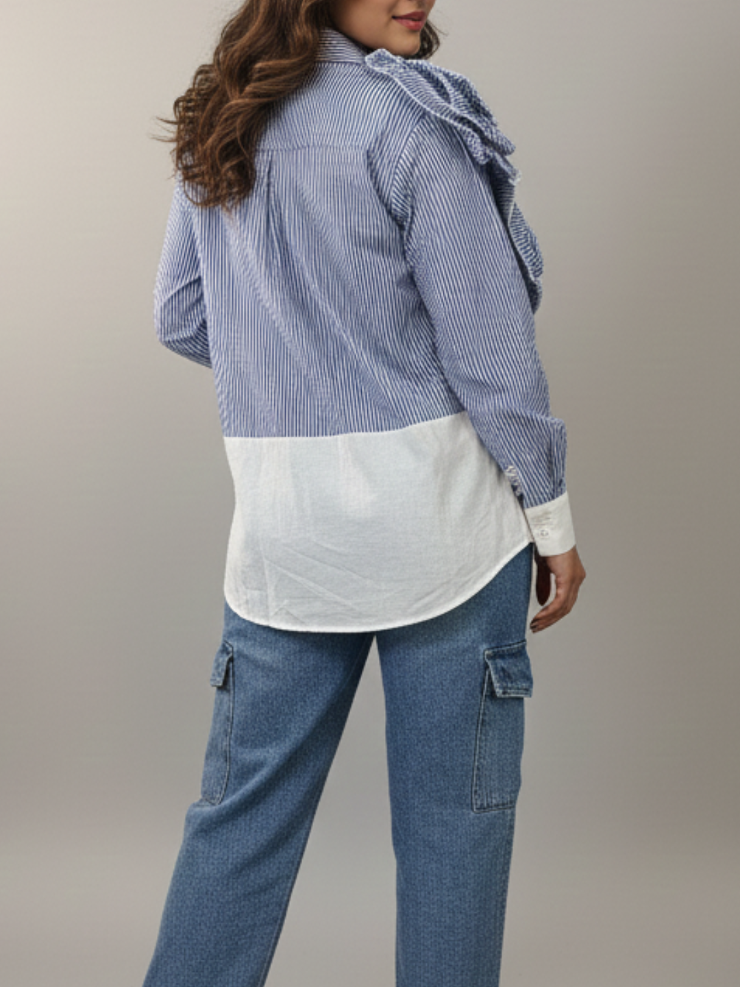 Blue Ruffle Flower Shirt