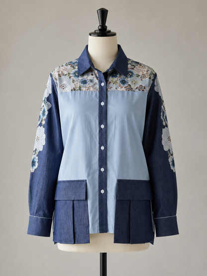 Denim Floral Patch Shirt