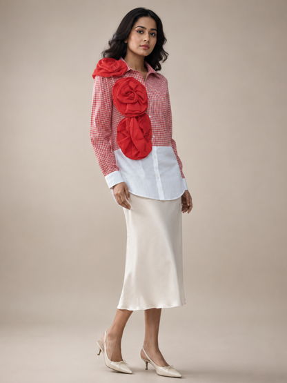 Red Ruffle Flower Shirt
