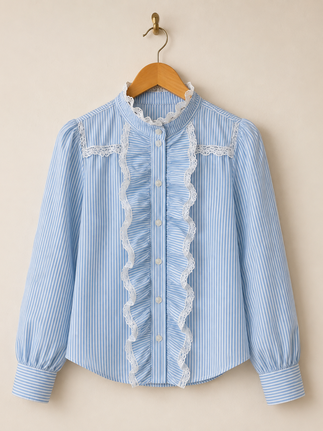 Blue Striped Frill Shirt