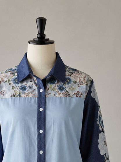 Denim Floral Patch Shirt