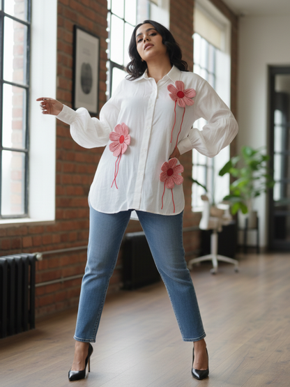Red Check Flower Shirt