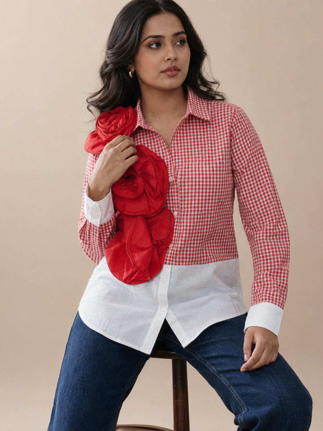 Red Ruffle Flower Shirt