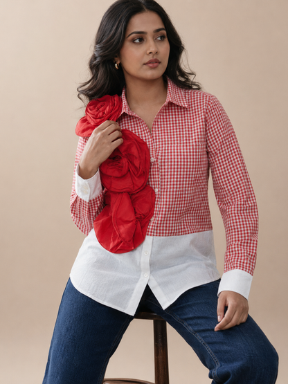 Red Ruffle Flower Shirt