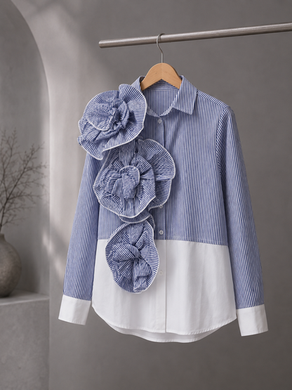 Blue Ruffle Flower Shirt