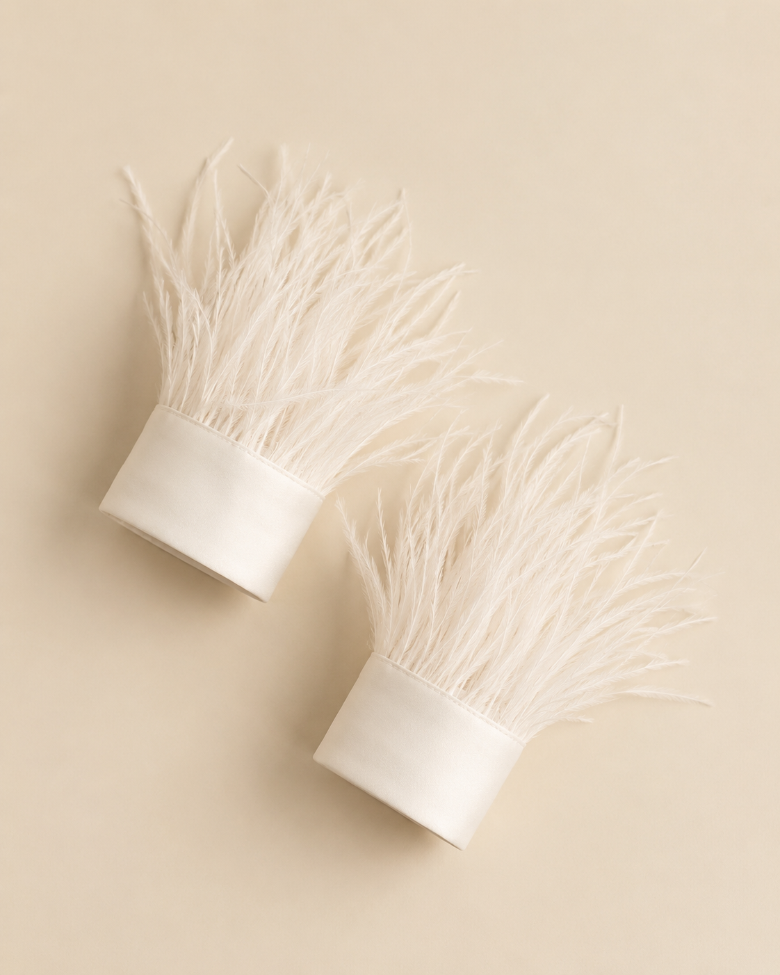 Ostrich Feather White Cuffs