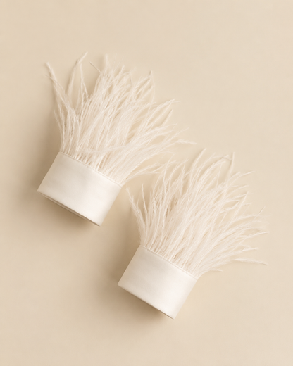 Ostrich Feather White Cuffs