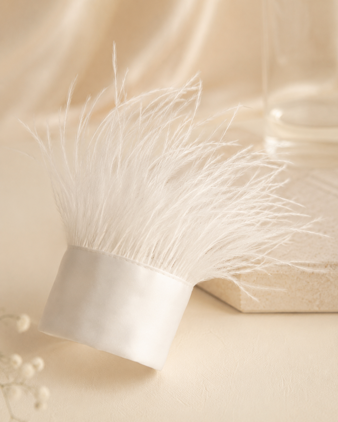 Ostrich Feather White Cuffs