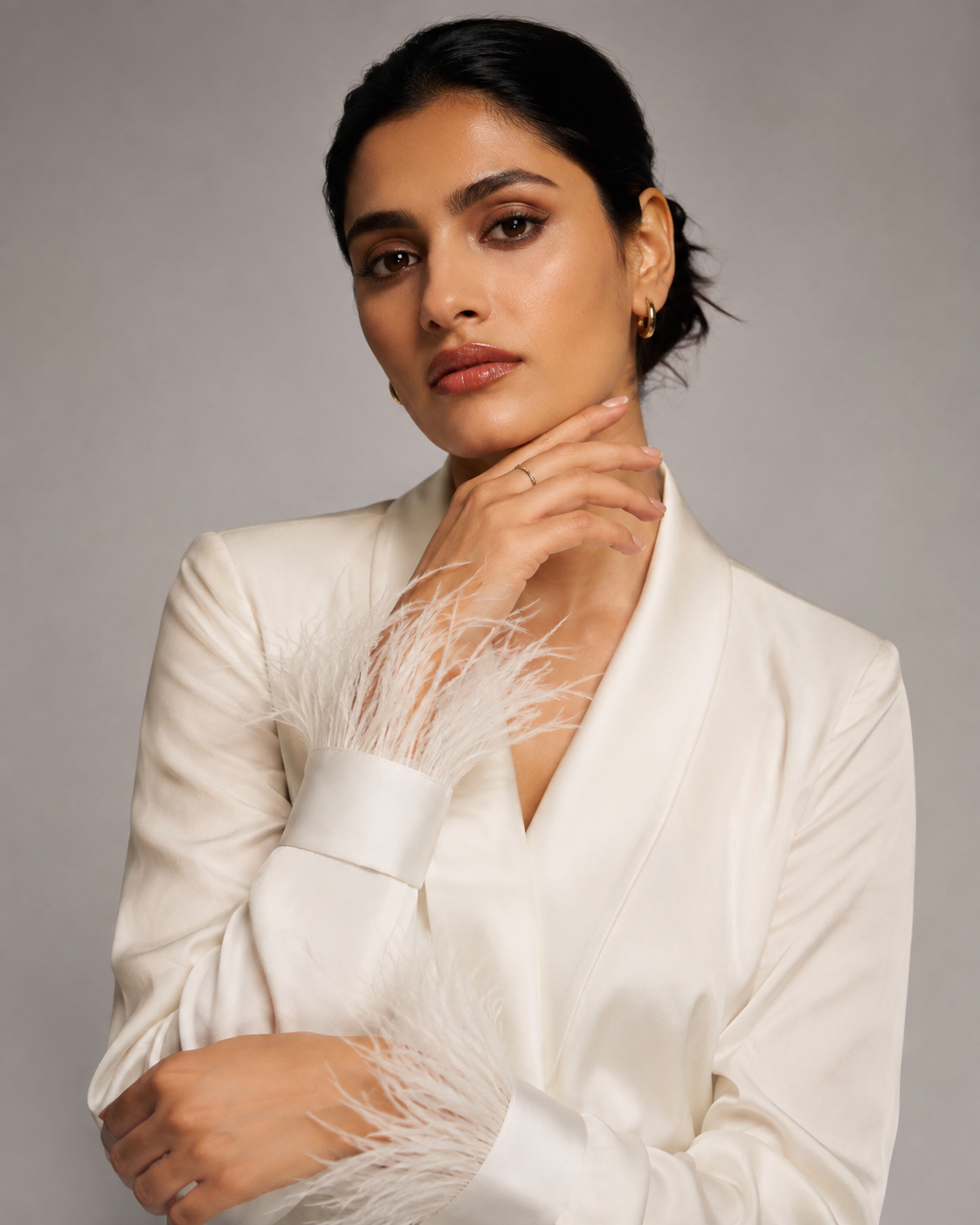 Ostrich Feather White Cuffs