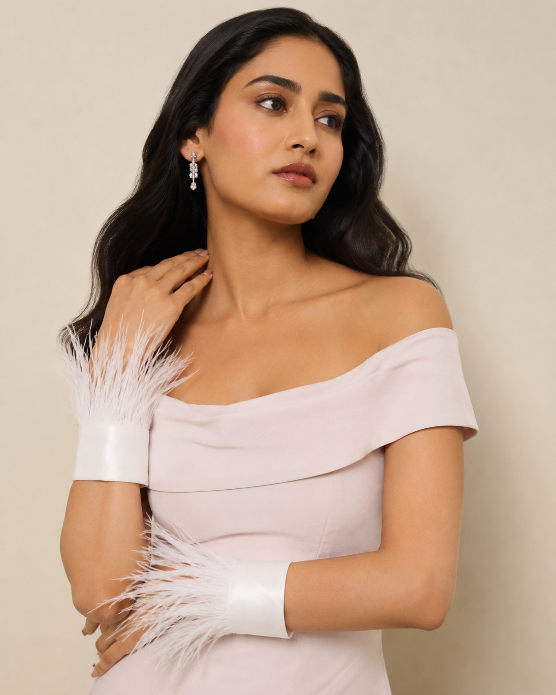 Ostrich Feather White Cuffs