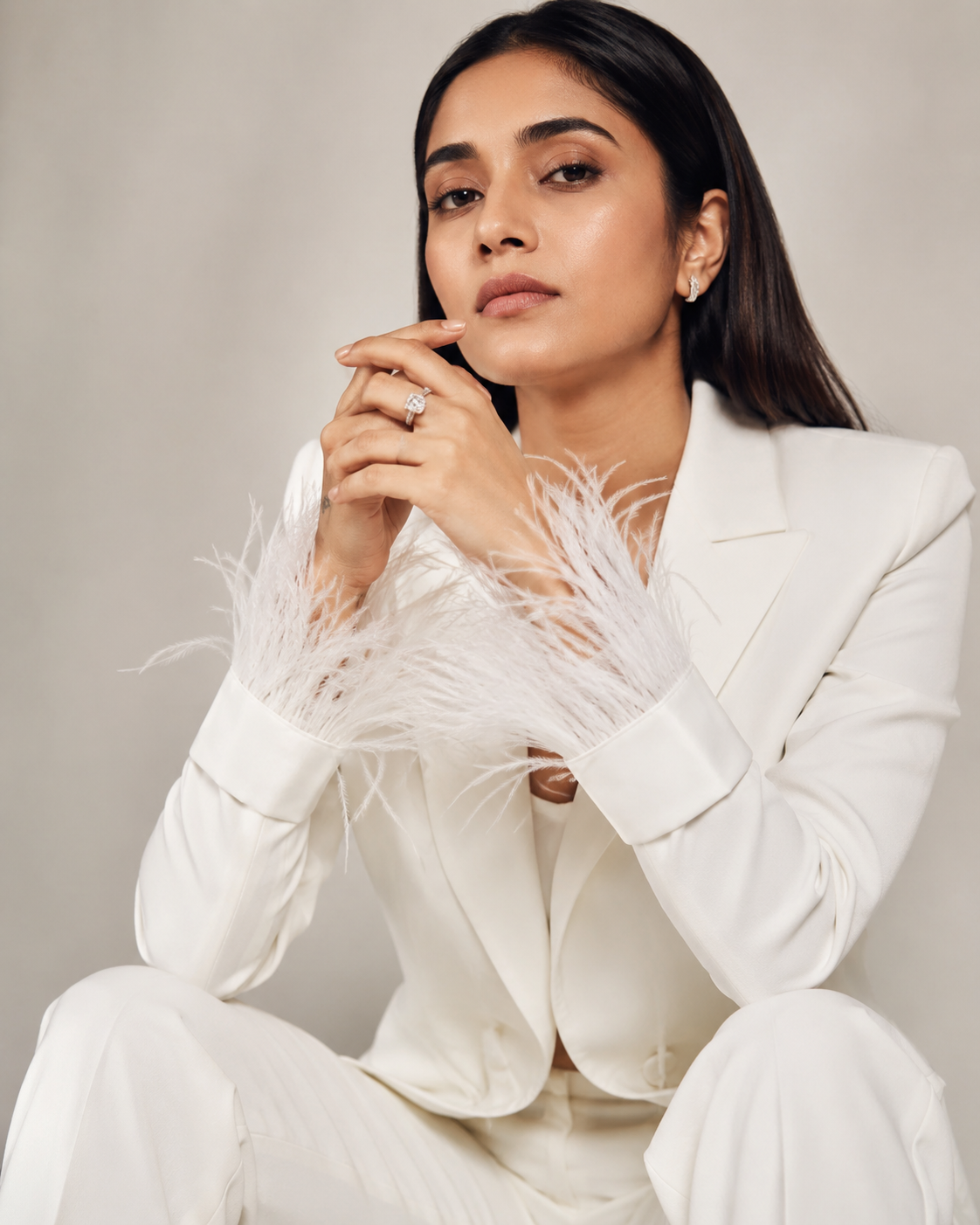 Ostrich Feather White Cuffs