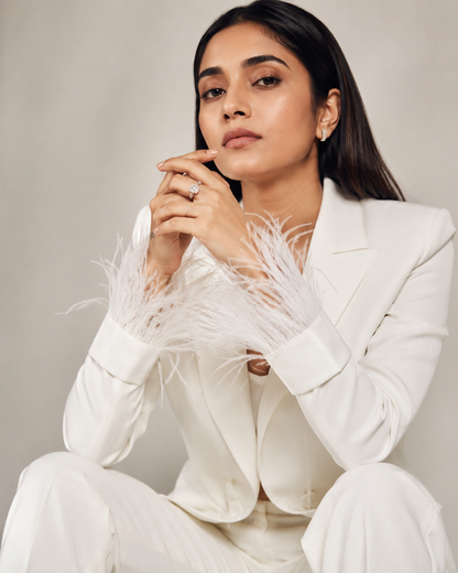 Ostrich Feather White Cuffs