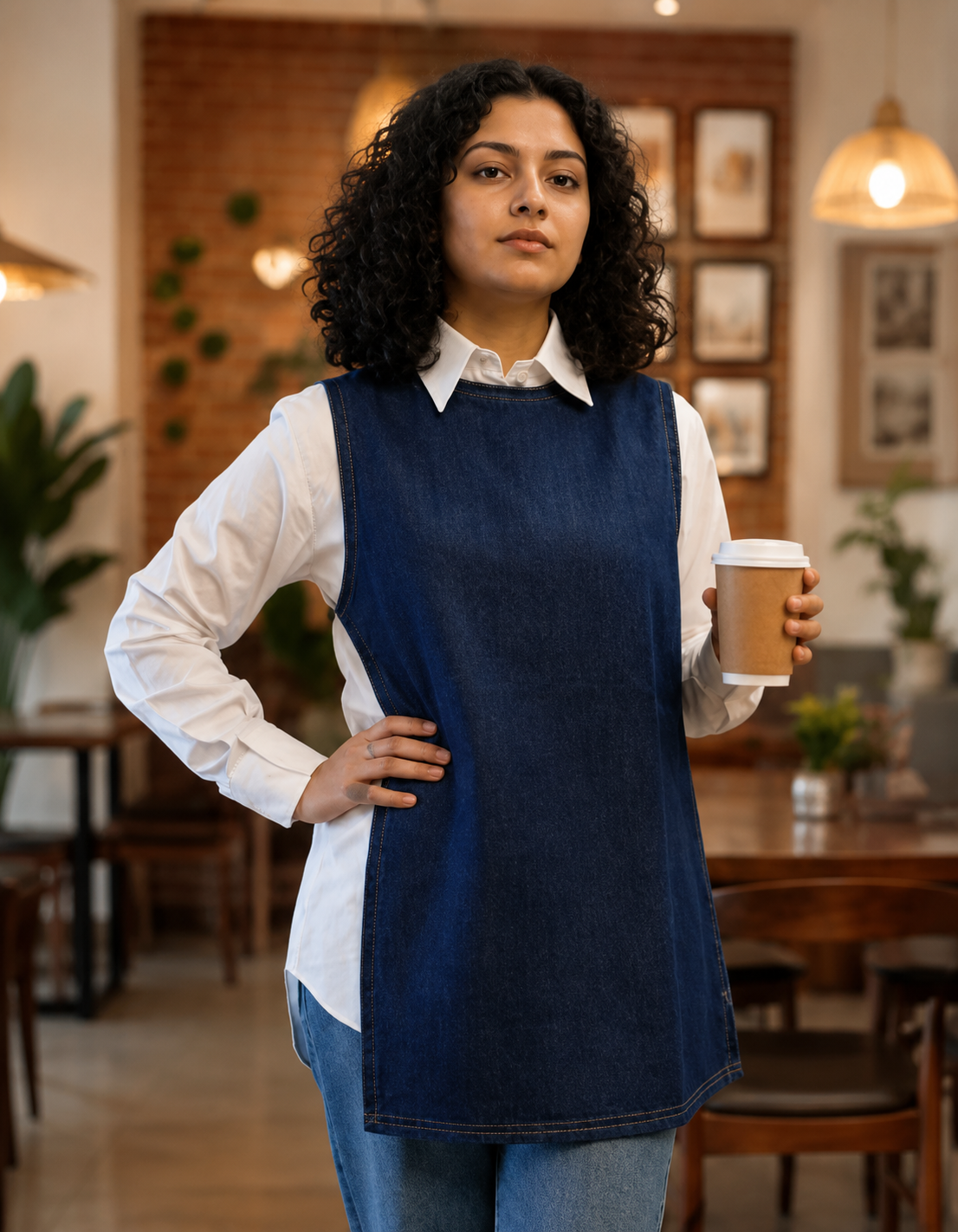 Denim One Shoulder Vest