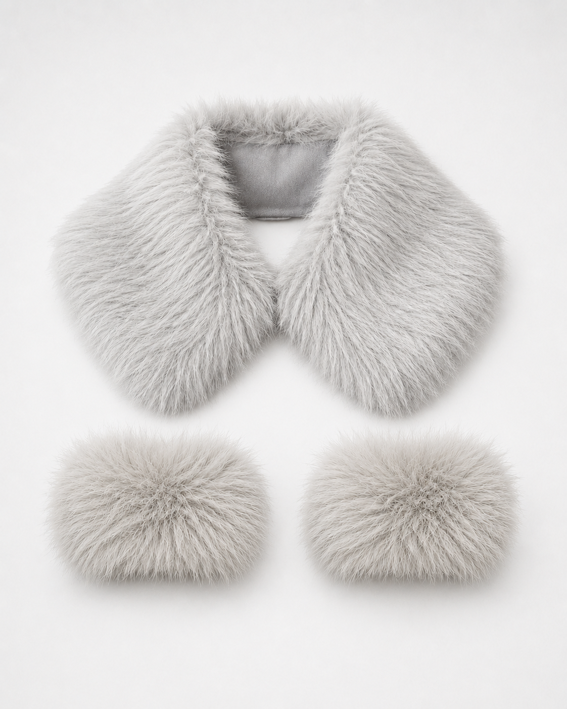 Grey Furr Collar & Cuff Set