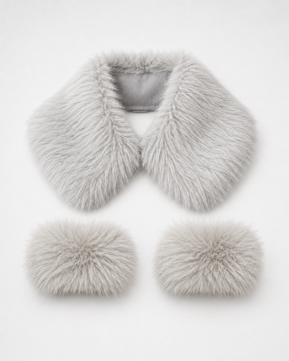 Grey Furr Collar & Cuff Set