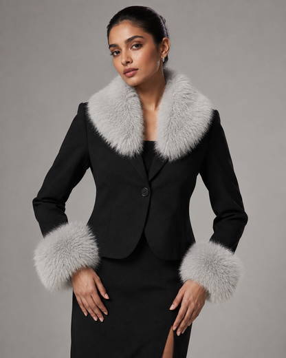 Grey Furr Collar & Cuff Set