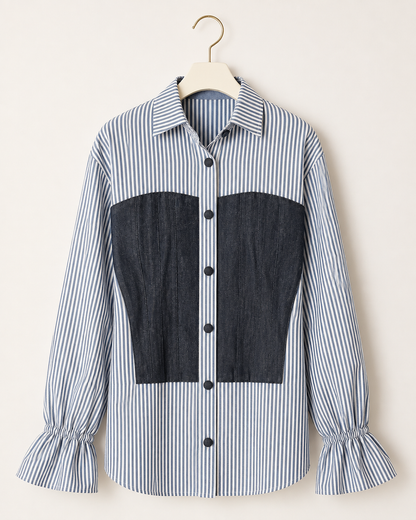 Blue Stripe Denim patch shirt
