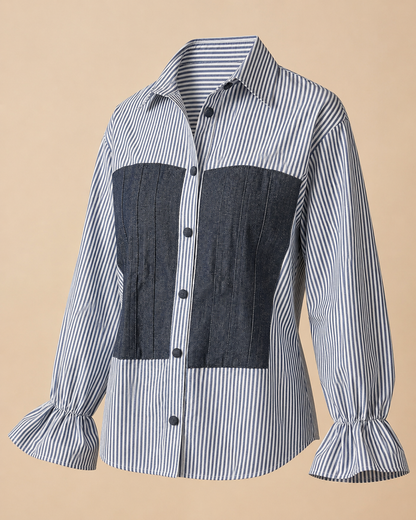 Blue Stripe Denim patch shirt