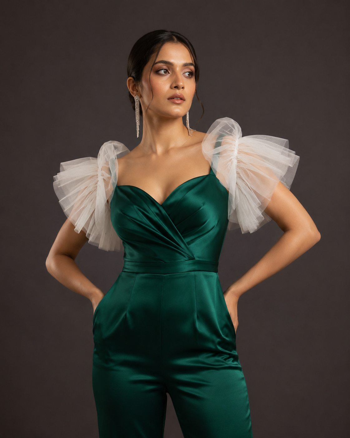 Tulle Ruffle Wing Sleeves