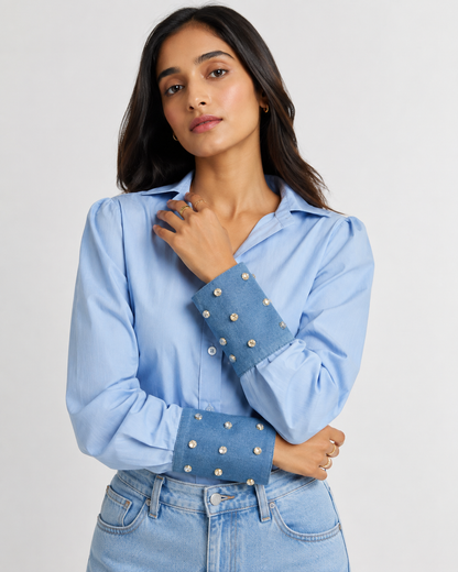 Rhinestone Denim Cuffs