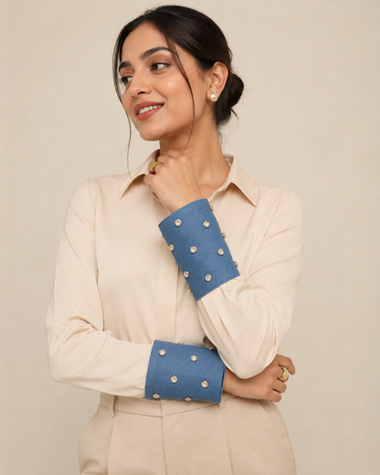 Rhinestone Denim Cuffs